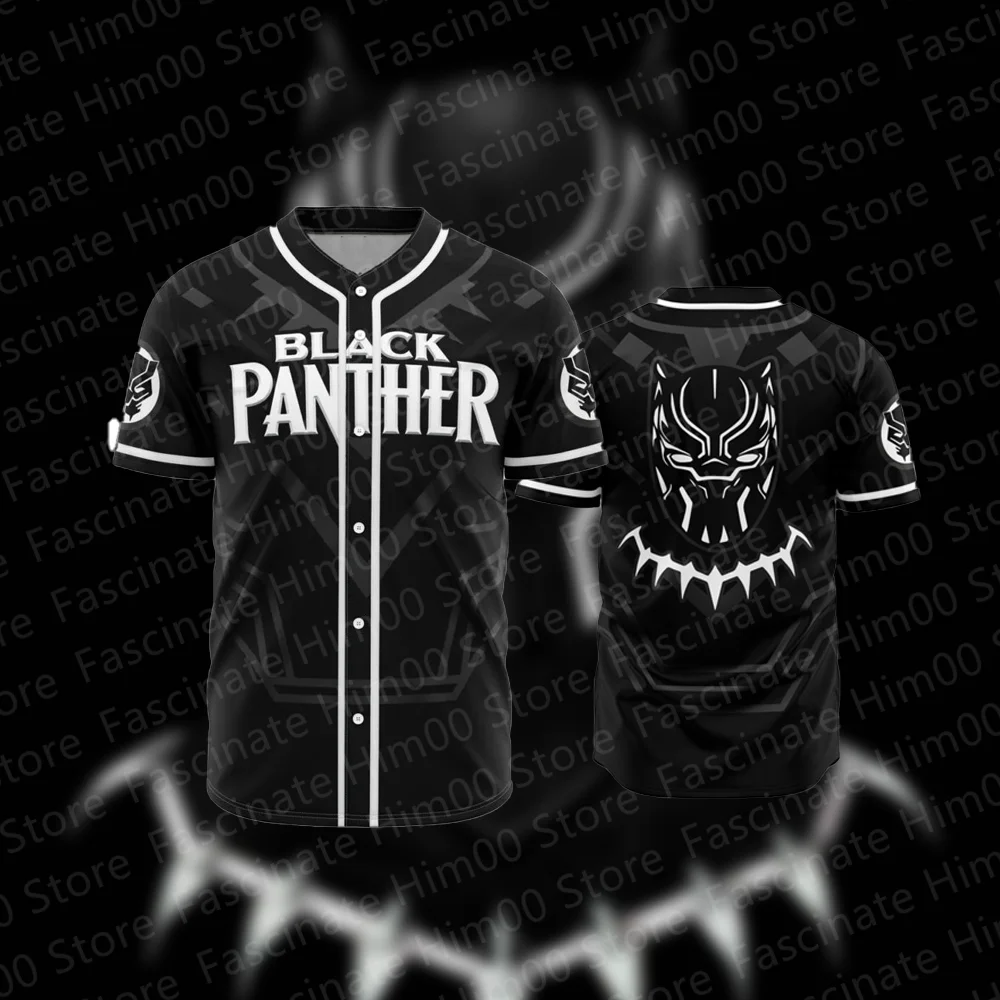 New Black Panther Baseball Uniform T shirt Boys/Men Personalized Black Panther Role Playing Baseball Uniform Tshirt