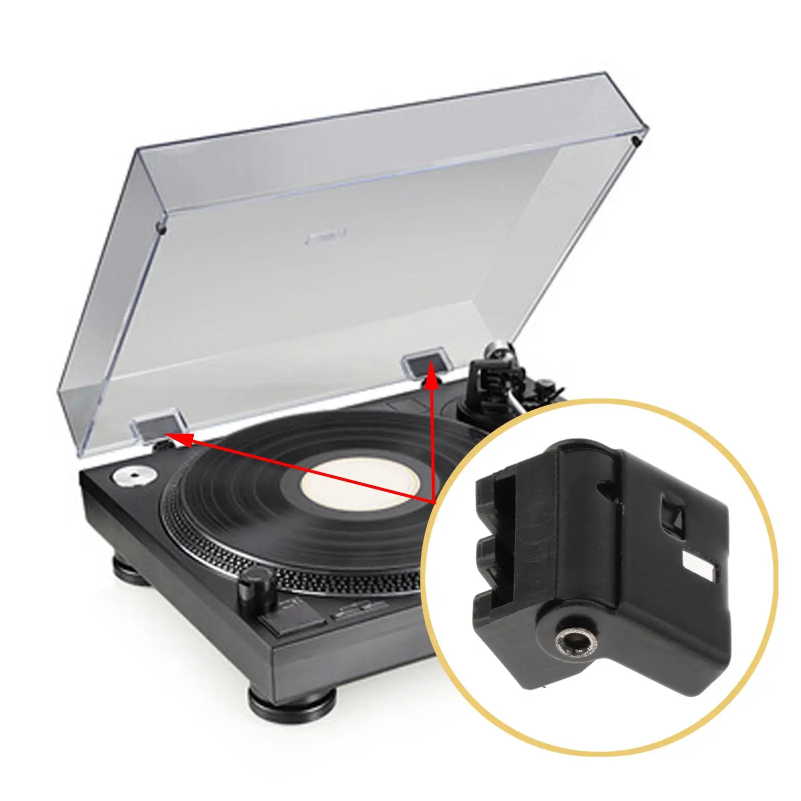 Black Turntable Dust Cover Hinge Compatible with SL2 SL3 SL5 SLB SD DD Q Series Record Player Replacement Part