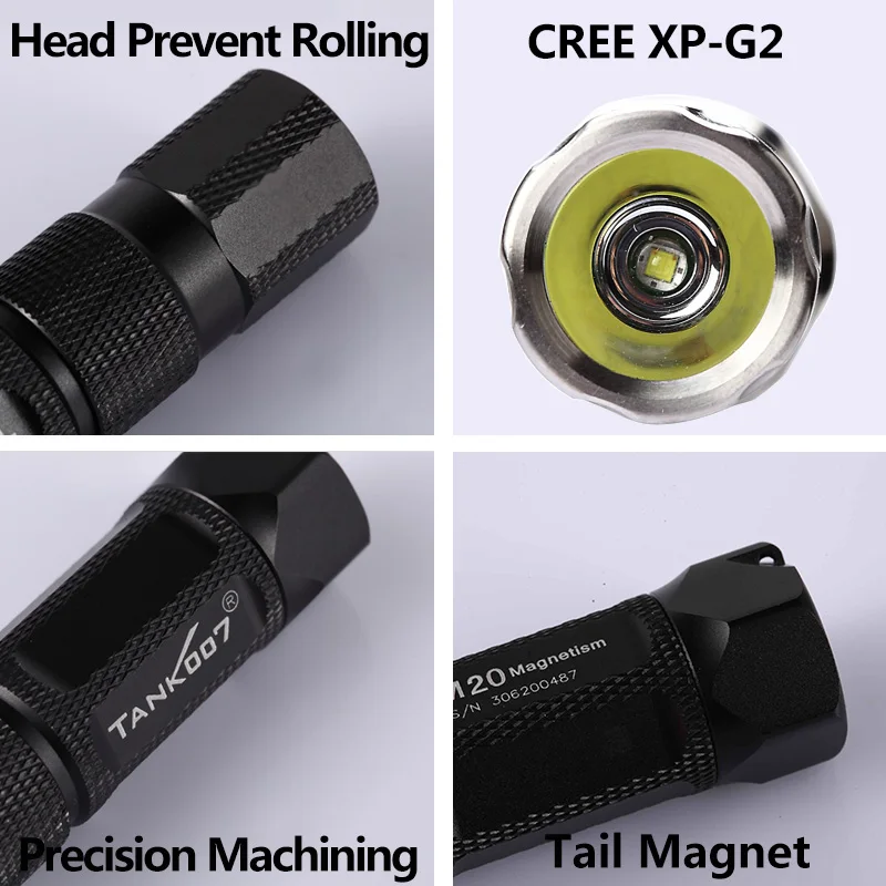TANK007 mini Magnetic Flashlight M20 Adjustable Brightness EDC Flashlights LED AA Battery Emergency Lighting Torch Portable M20
