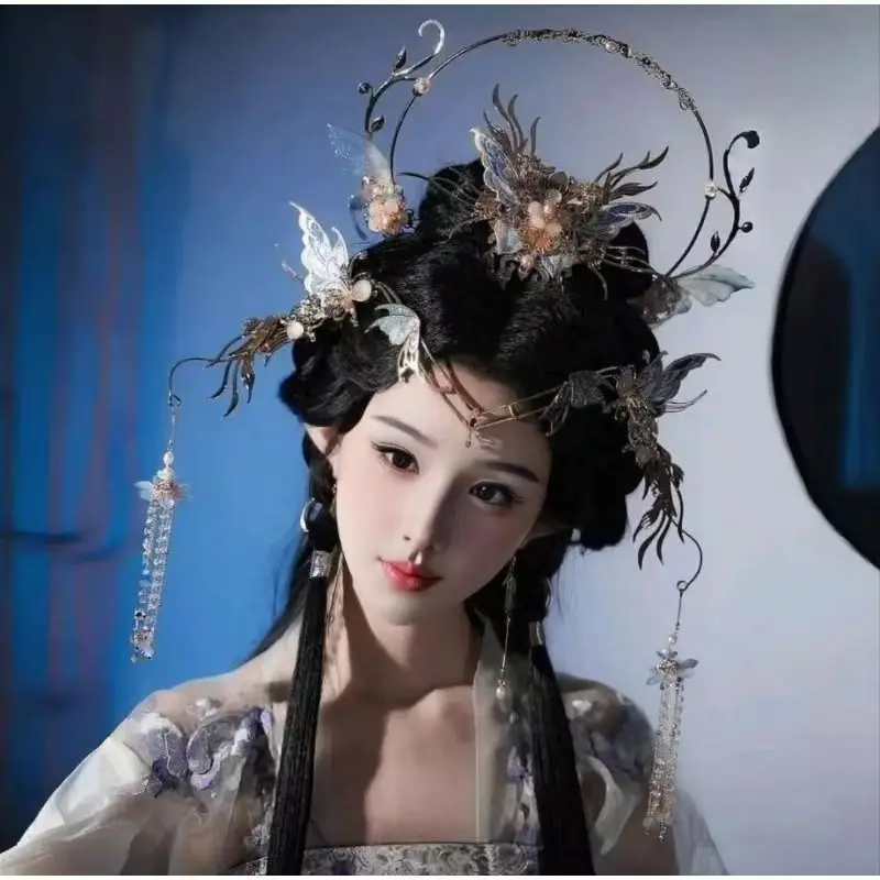 

High End Ancient Chinese Style Hanfu Hair Accessories Set for Travel And Daily Outings Includes Hairpins And Forehead Decoration