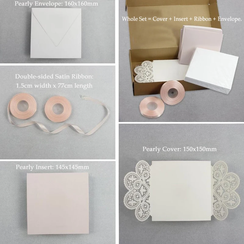 10 pieces White Lace Rose Gold Bowknot Wedding Invitation Card Laser Floral Pink Engagement Quinceanera Invitations IC134