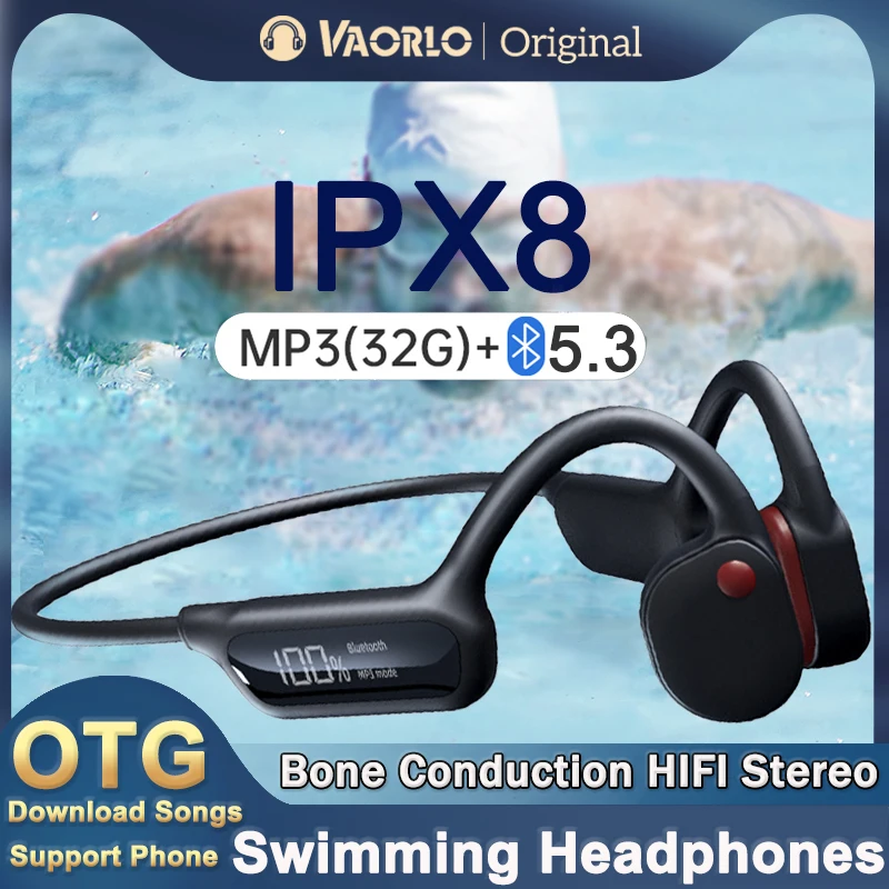 

Bone Conduction Headphone Bluetooth 5.3 Sports Swimming IPX8 Waterproof Wireless Earphone With 32G Memory MP3 Player HIFI headse