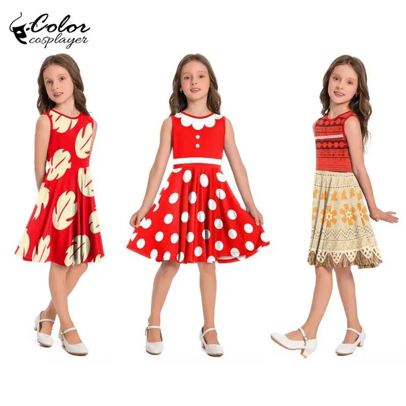 

Girl Little Red Riding Hood Cosplay Costume Birthday Dress Polka Dots Print Dresses Girls Princess Dress Outfits Child Clothes