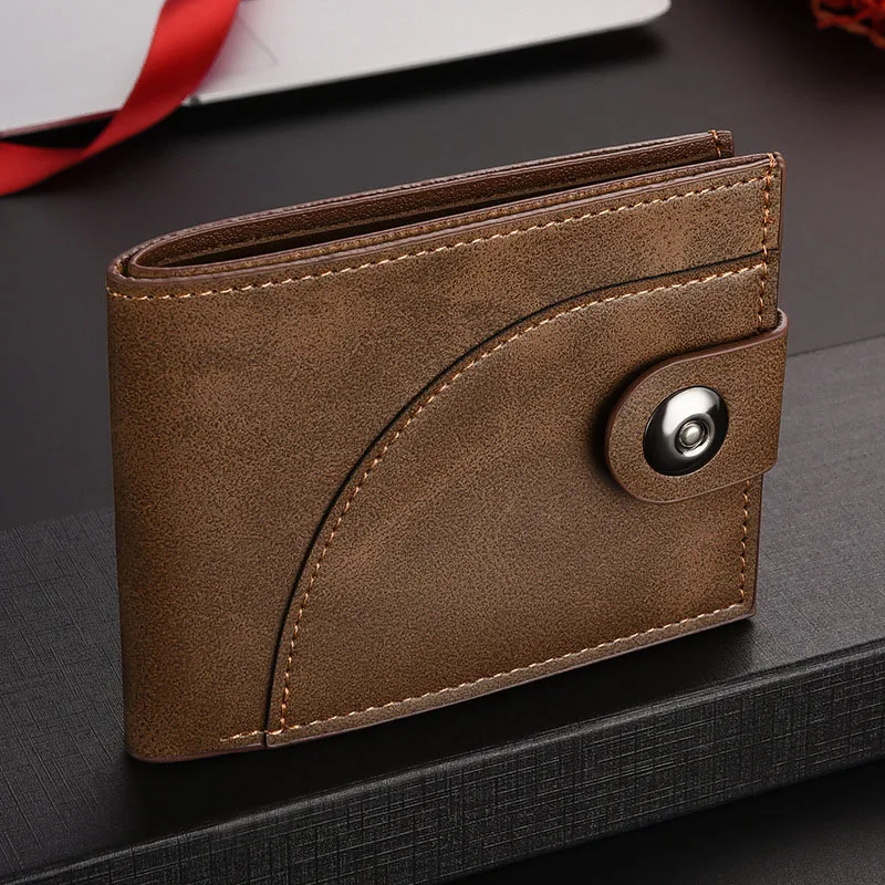 PU Leather Men's Wallets Short Section Purse Large Capacity Credit Card Vintage Wallets for Men with Coin Pocket Zipper