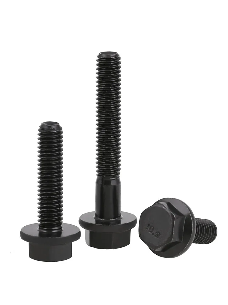 M6 M8 M10 M12 M16 Hexagon Head Flange Cap Screws Hex Washer Head Bolts Hex Flange Screw Grade 10.9 Steel Black