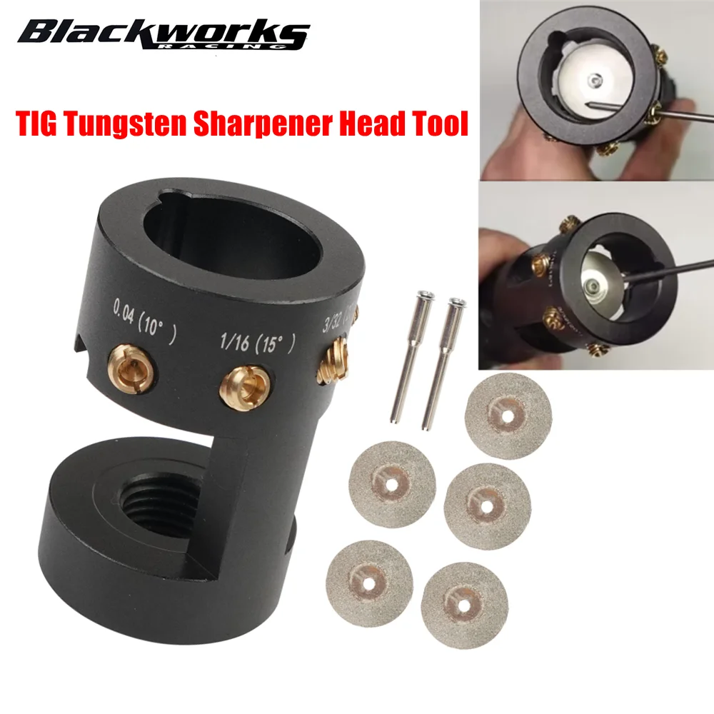 TIG Tungsten Sharpener Head Tool Aluminum Tungsten Electrode Sharpener Grinder Head with Cut-Off Slot Multi-Angle & Offsets