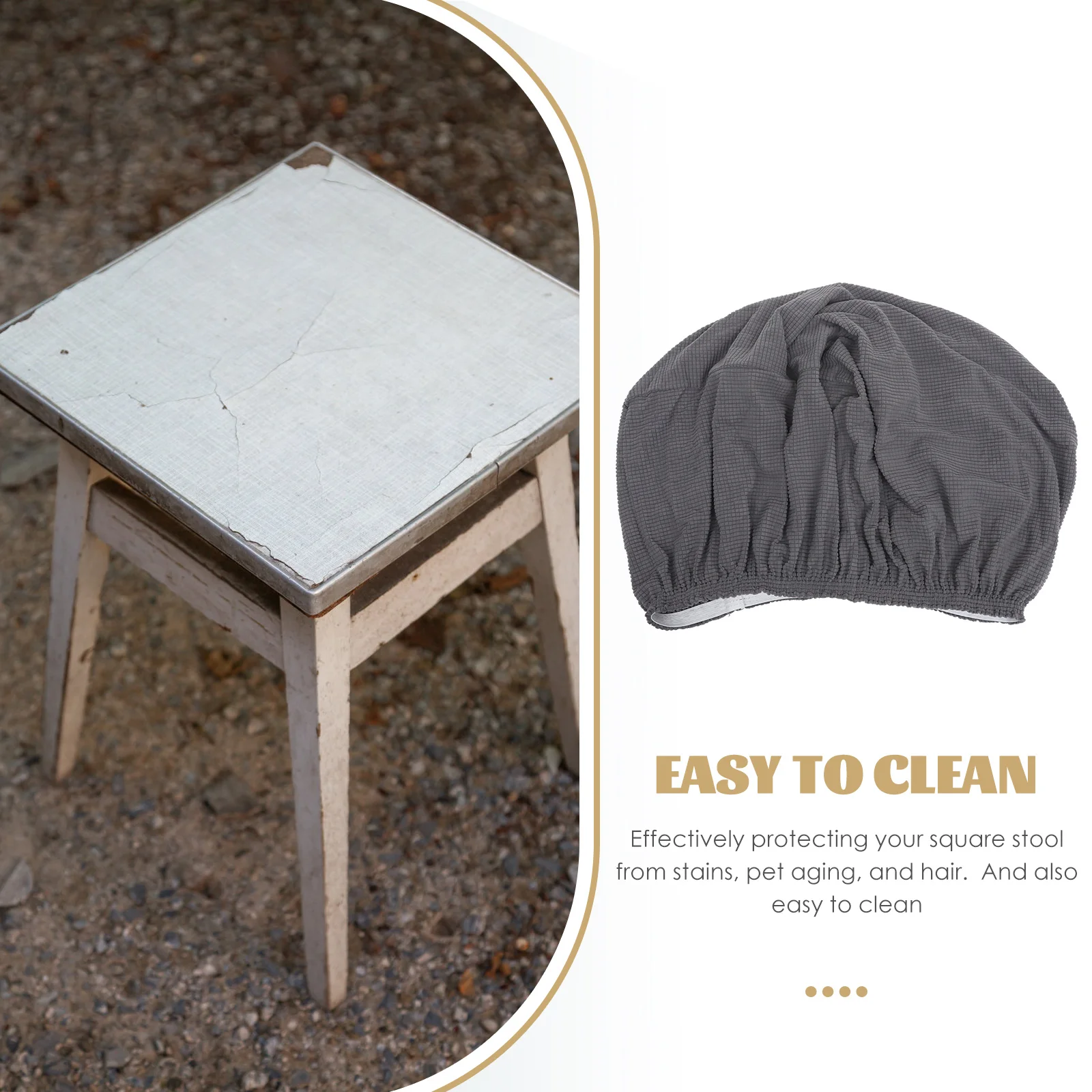 غطاء مقعد مربع قابل للتمدد بلون سادة ومسند للقدمين قابل للإزالة لكرسي الطعام وغطاء وسادة منخفض البراز للديكور #5