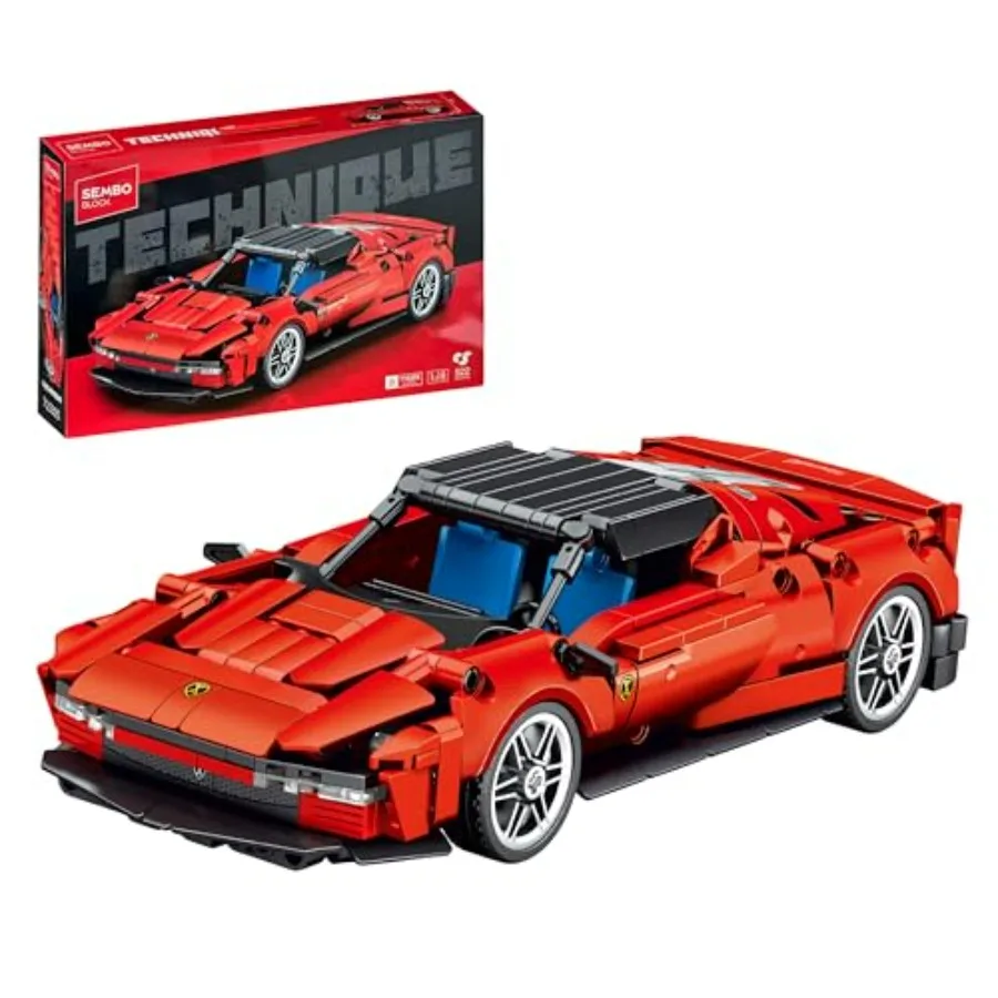 

SEMBO TECHNIC Red Supercar Building Kit 552 PCS, 1:18 Scale Sport Car, Opening Doors Engine Cover, Collectible Brick Car Model