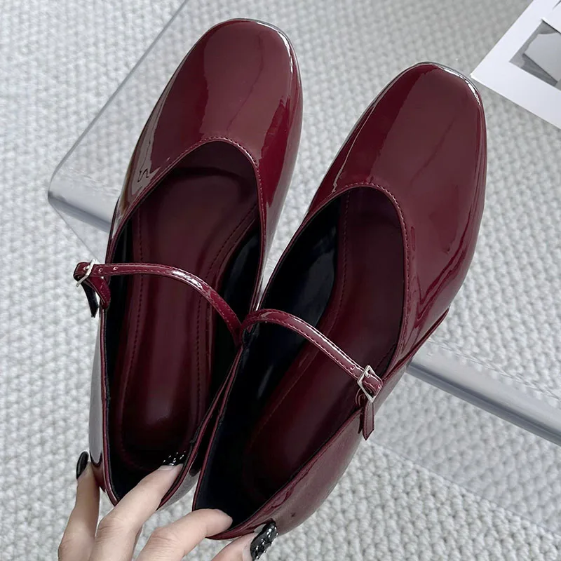 Female Flats Shoes Women Ballerina Square Toe Slip on Ballet Flats Lazy Loafer Moccasin Lady Casual Comfort Red Shoes 2024 Mujer