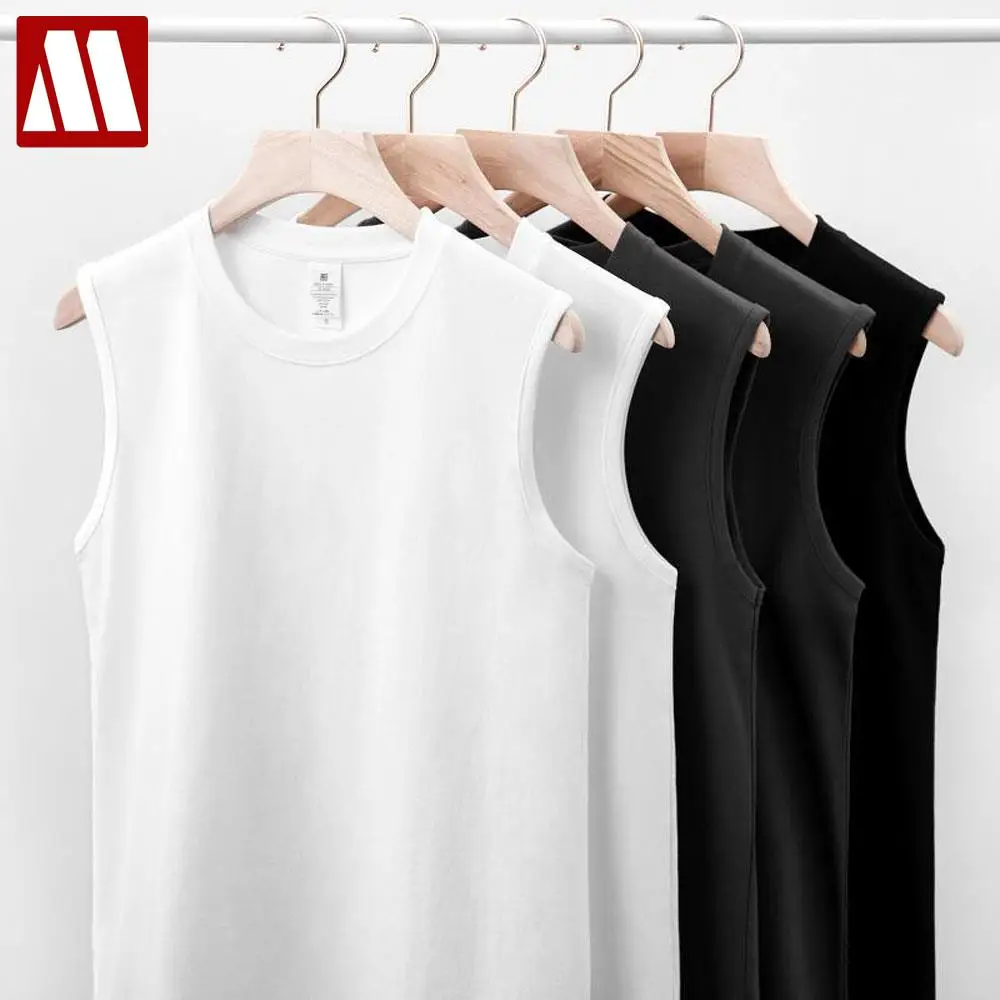 2024 New Arrivals Men Summer Tank Top 210g 100% Cotton Sleeveless Brand Tee Shirts Men\'s Gyms Vest Male Casual Tank Tops S-XXXXL