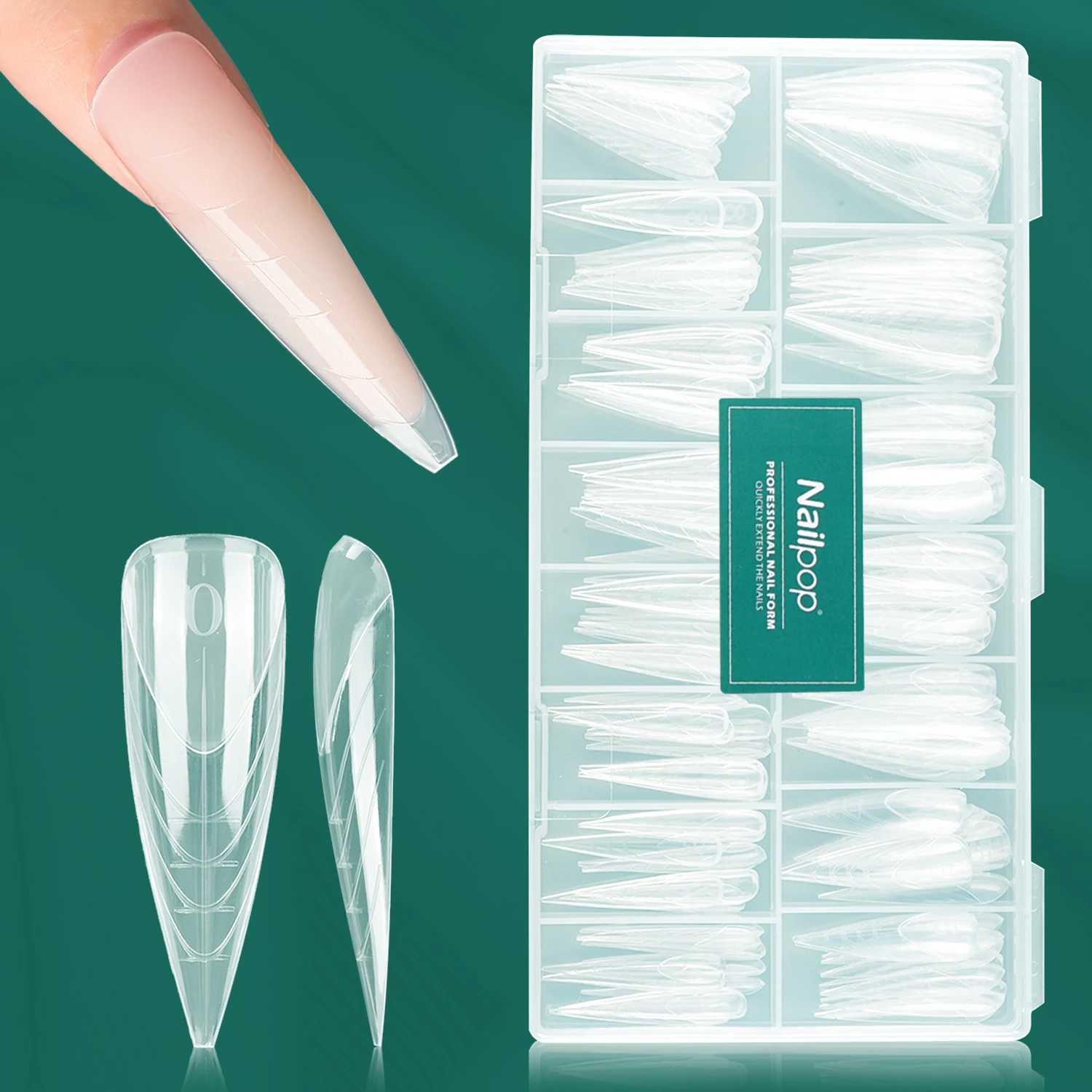 

NAILPOP 150 шт. французские ногти двойной формы прозрачные быстростроительные гелевые акриловые формы для ногтей подходят для домашнего маникюра DIY дизайн