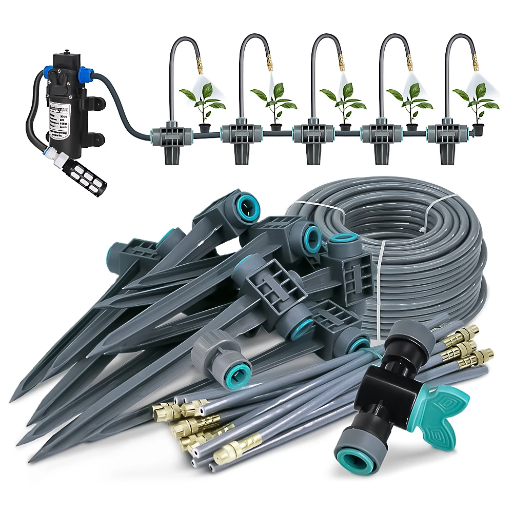 

10M 60W Self-Priming Pump Spray Sprinkler Irrigation Equipment Easy to Install Garden Misting Cooling System for Courtyard Plant