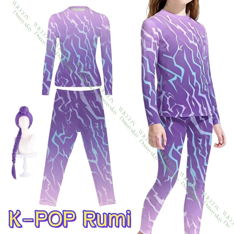 กางเกงคอสเพลย์ Kpop Huntrix Demon Hunters Demon Rumi สำหรับผู้หญิงและเด็กผู้หญิง สไตล์น่ารัก เท่ห์ เหมาะสำหรับงานปาร์ตี้ฮาโลวีนและการแสดงบนเวที