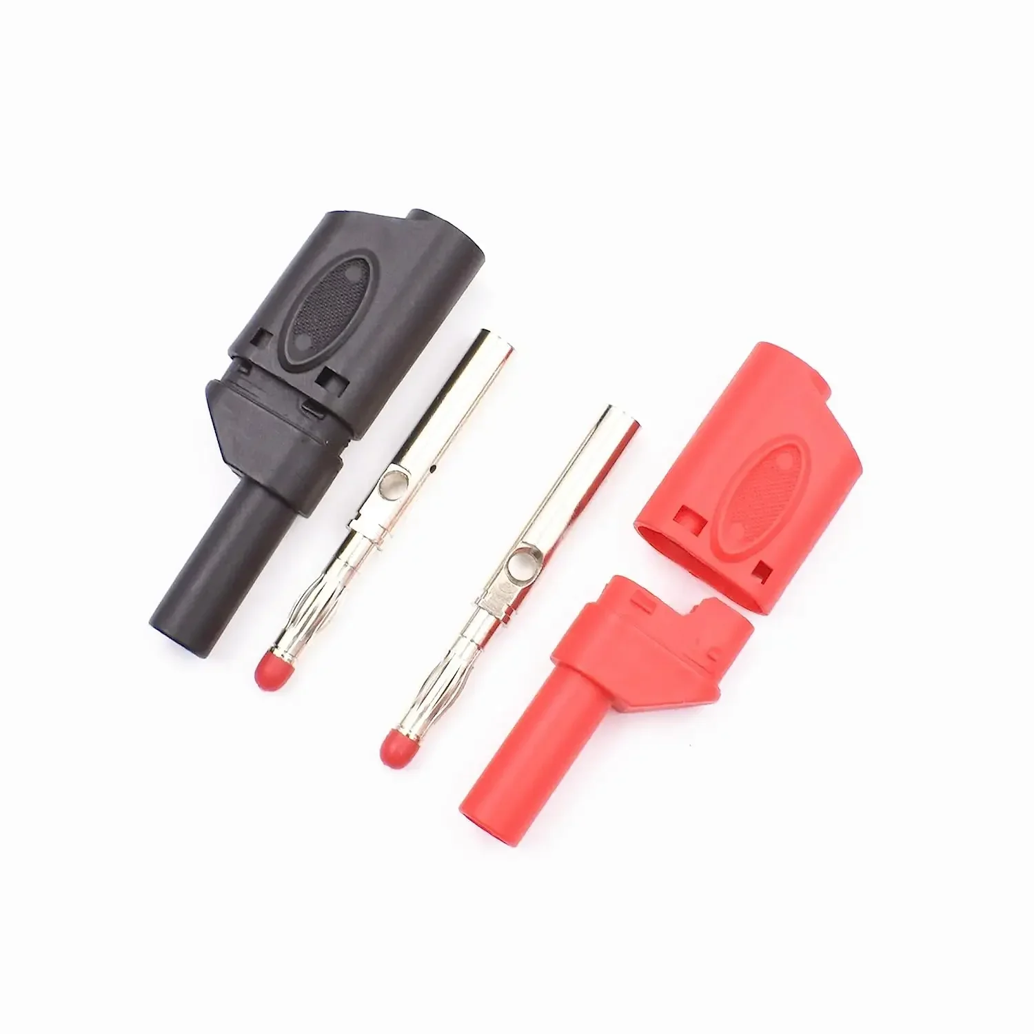 4mm Pure Copper Stackable Banana Plug Connectors Safety Insulated Red Black for Multimeter Test Leads Power Supply 10 100 500PCS