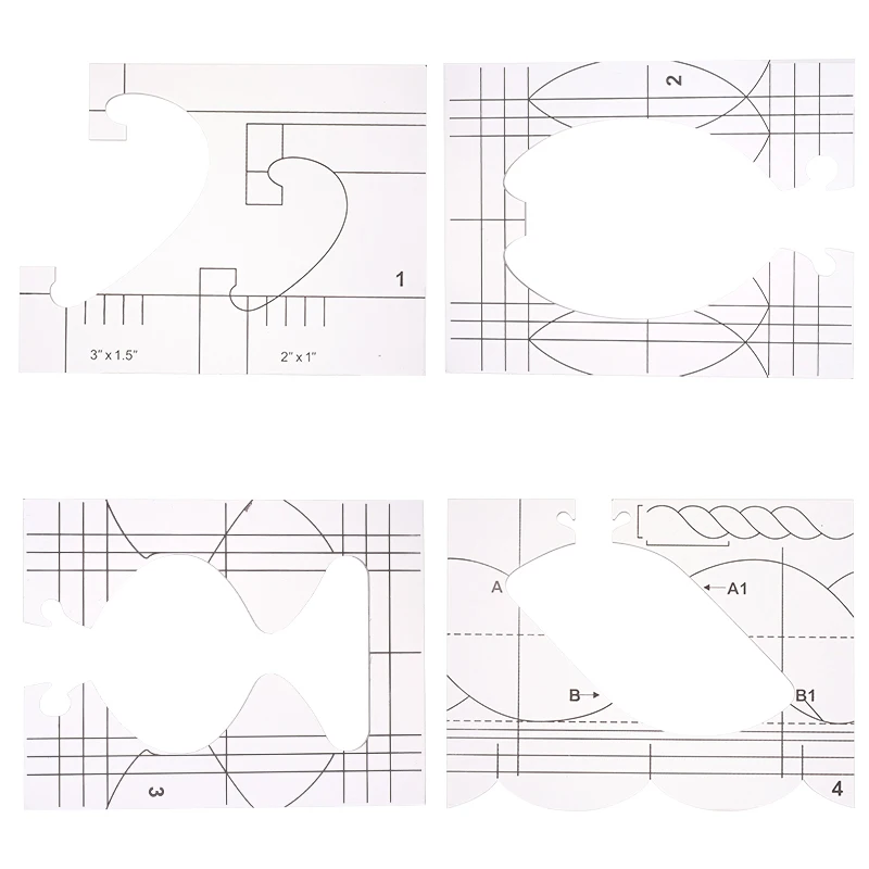 IMZAY 4/6/12 Pcs Quilting Templates Ruler Set Plastic Sewing Plume Ruler Template DIY Drawing Template Craft Tools Kit