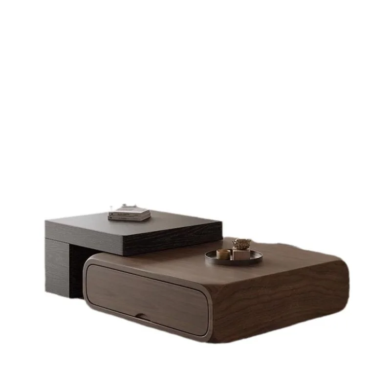 

Italian minimalist light luxury telescopic modern simple black walnut coffee table combination living room