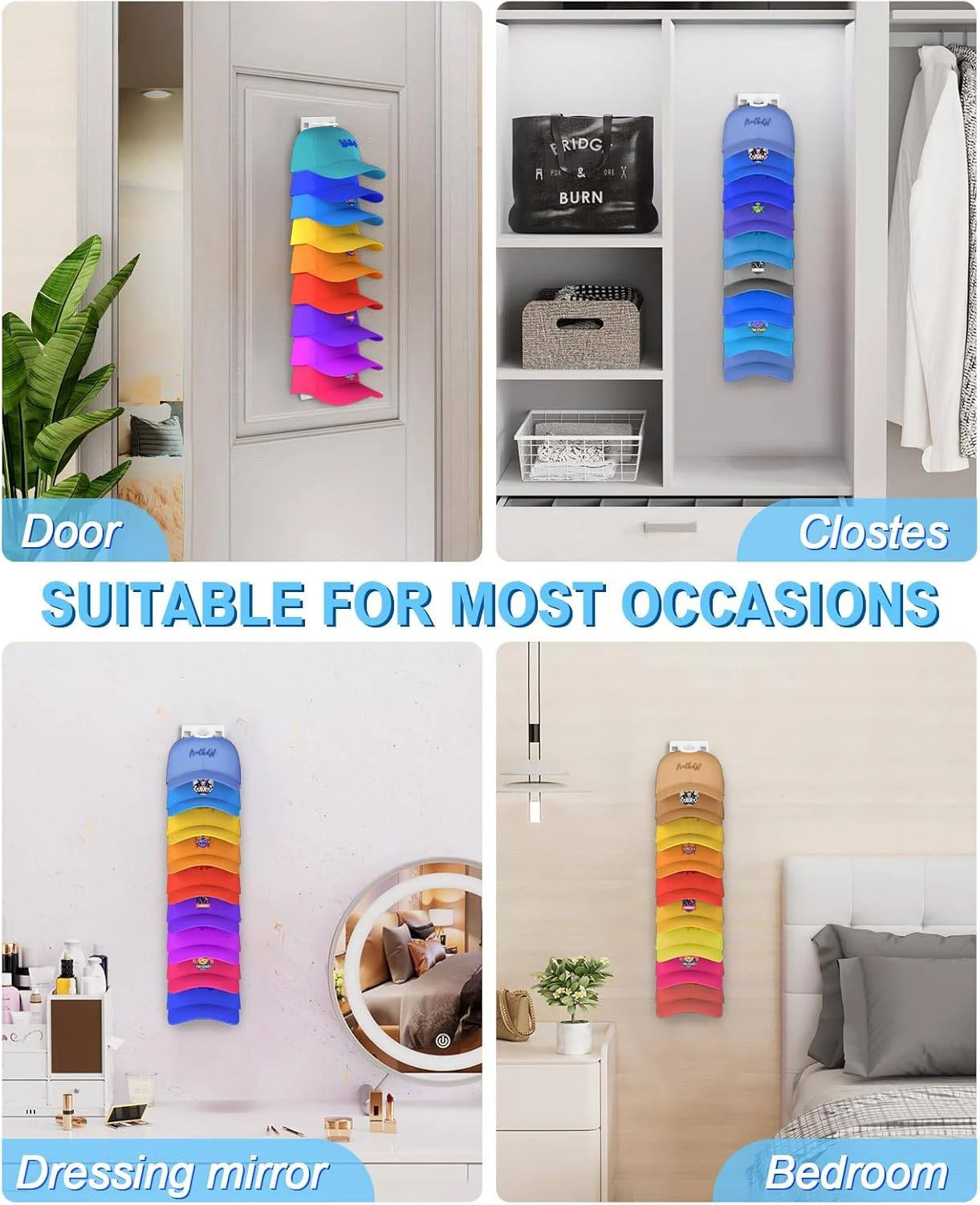 

Baseball Caps Hat Hanger Holder Multiple Layers Large Capacity Hat Storing Organizer Suitable for Refrigerators Door Closet