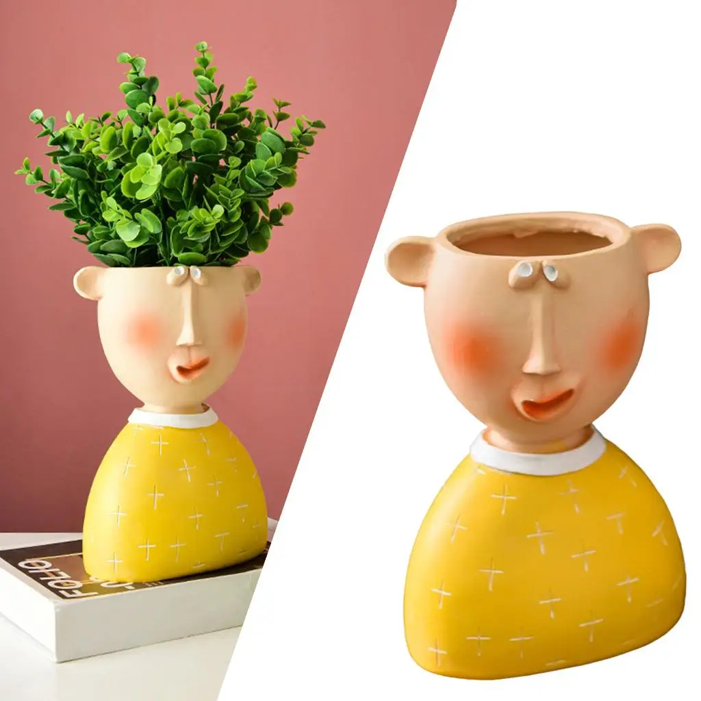 Elegant Human Bust Statue Flower Planter Plant Pot Flowerpot