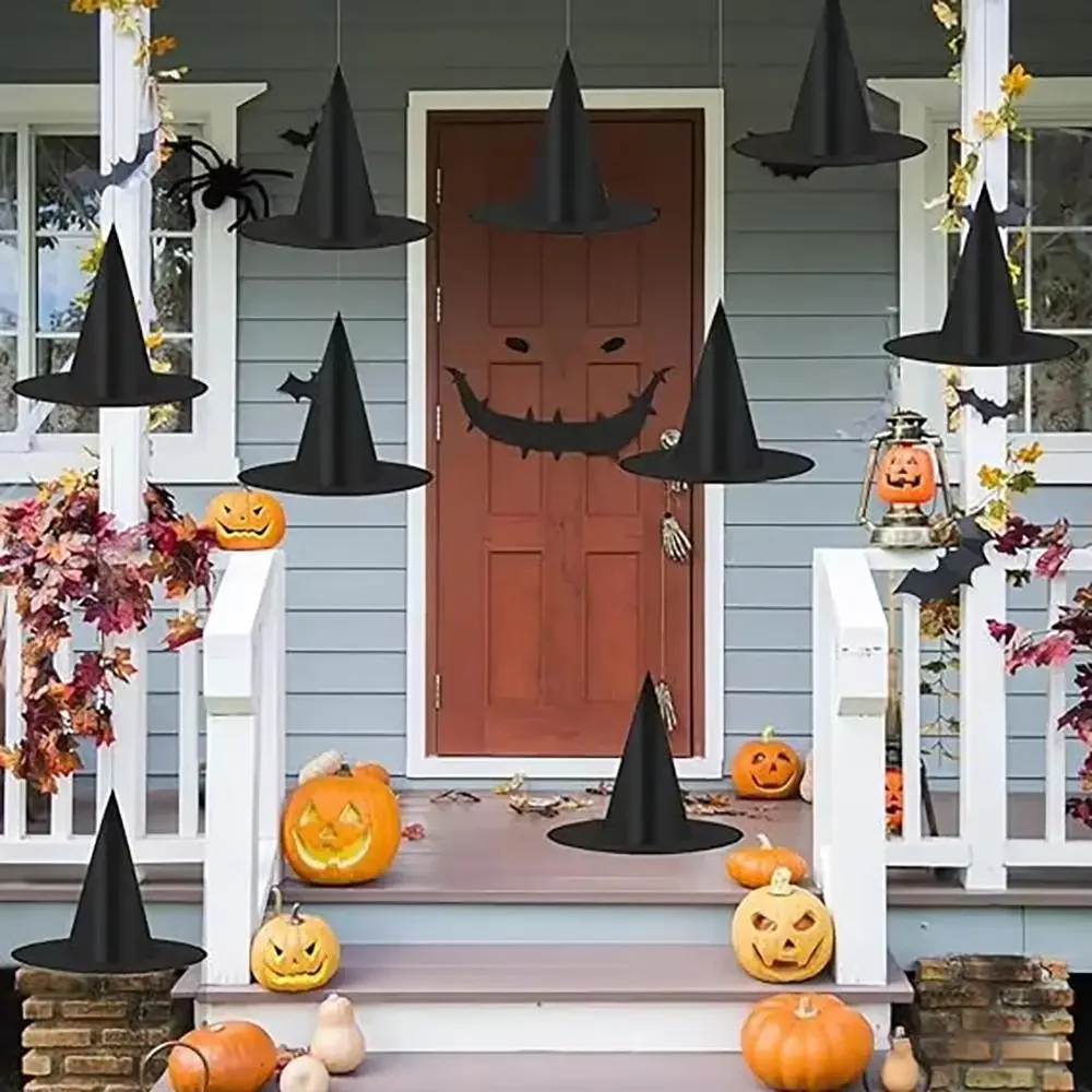 Runtow 5pcs Halloween Wizard Hat ,Halloween Party Cosplay Costume Decoration ,Witch Hat ,Home Yard Hanging Horror Props