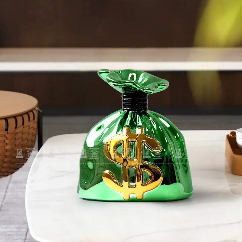 Modern light luxury simple style creative money bag ornament sales office hotel living room study desktop high-end handicrafts