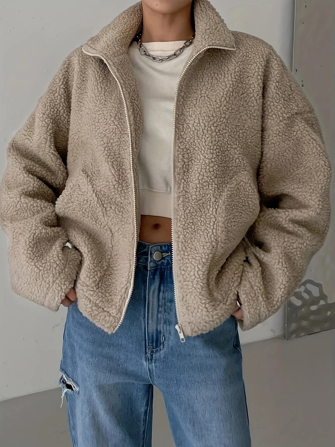 Autumn Winter Fashion Women\'s Coat New Casual Hooded Zipper Lady Clothes Cashmere Female Fleece Jacket Solid Color Ladies Coats