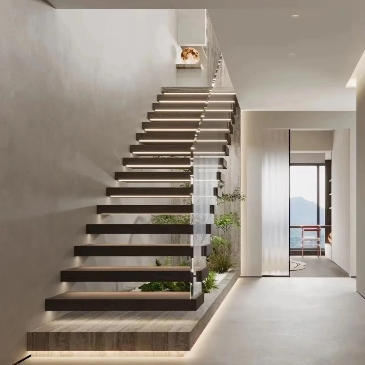 Personalizzazione Scale sospese personalizzate Scale per ville semplici in stile moderno e semplice e scale per hotel