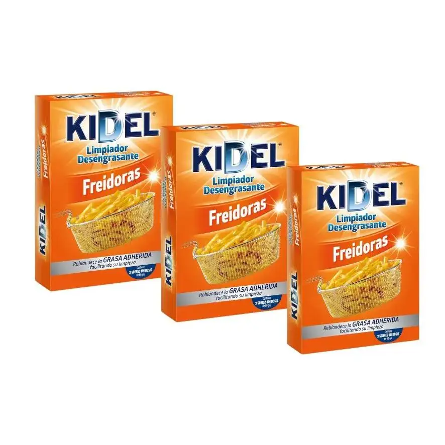 KIDEL Desengrasante para Freidoras, Caja 3 sobres de 50 gr【Pack Ahorro 9 sobres x 50 gr.】