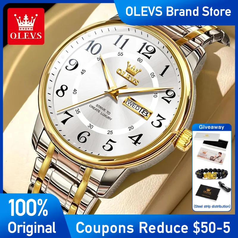 

OLEVS Mens Watch Original Waterproof Luminous Brand Quartz Watch Automatic Date Watch For Men With Box Reloj Hombre