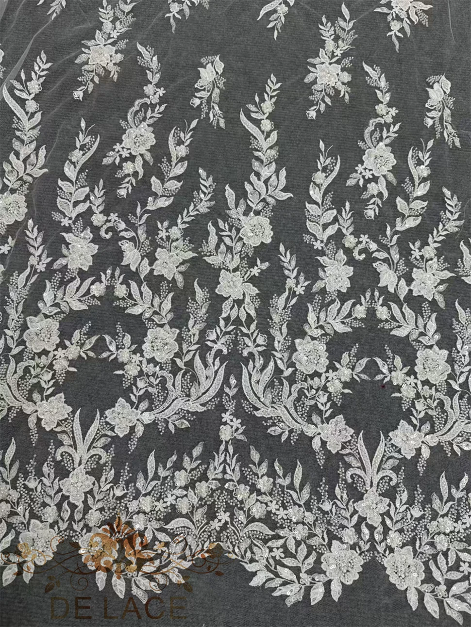 

МОЕ изысканное кружево с цветочной вышивкой и блестящими пайетками, кружевная ткань для свадебного платья с цветочным узором