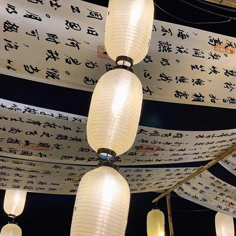 

Chinese Calligraphy Ceiling Valance Japanese Izakaya Cuisine Sky Canopy Taverns Indoor Ceiling Party Decor Background Cloth