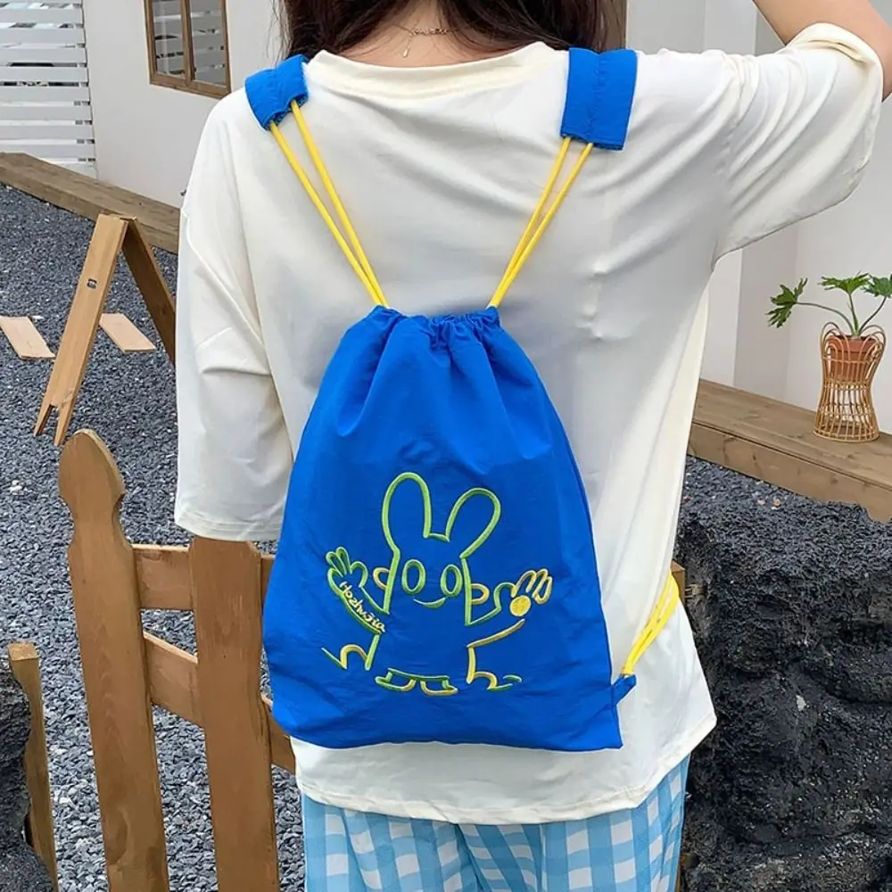 

Рюкзак большой емкости с мультяшным узором, однотонная нейлоновая сумка для фитнеса, легкая большая сумка, сумка для фитнеса на шнурке