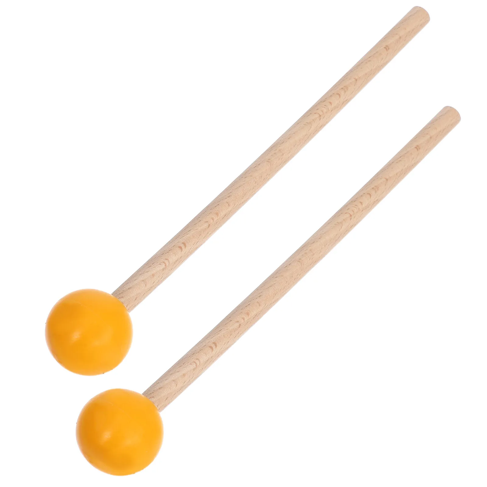 1Pair Drum Mallets Wooden Handle Rubber Felt Tips for Xylophone Marimba Orchestral Bells School Practice Performance
