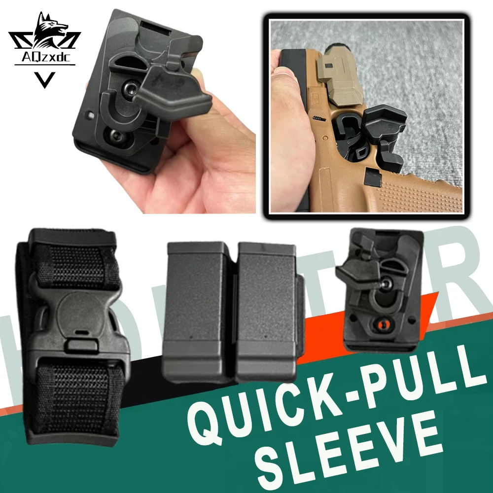 

Tactical Quick-Draw Holster G34 G17 G18 G19 G22 with Light Holster with Magazine Pouch for Airsoft Paintball Shooting Hunting