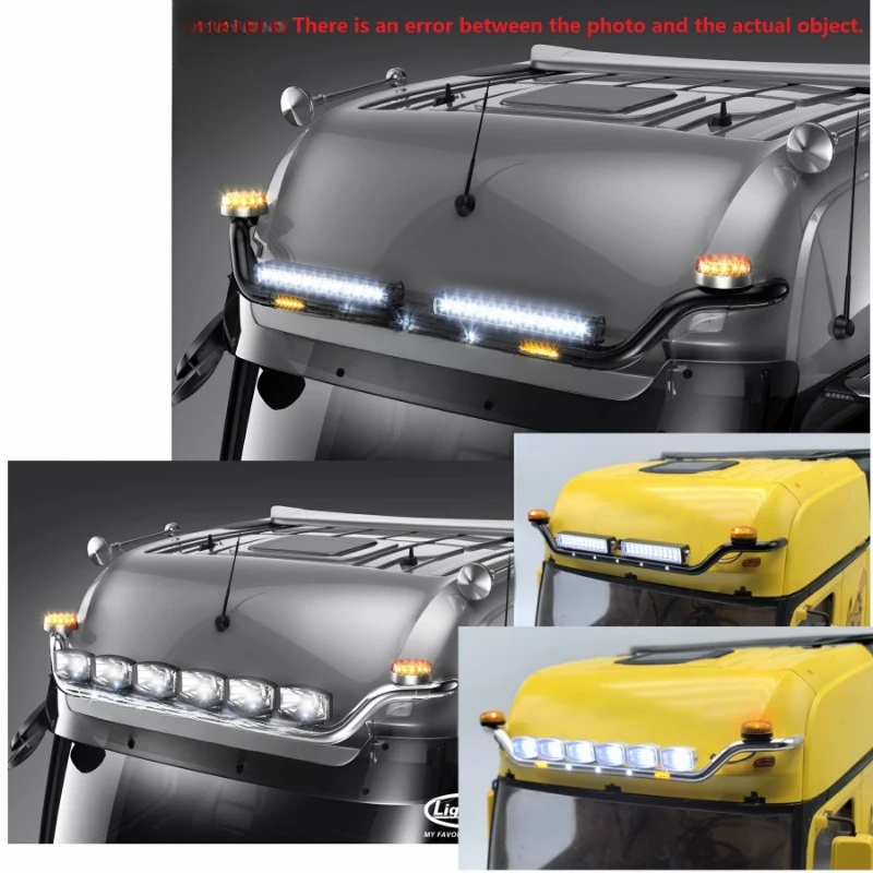 Metal LED Sun Visor Lights for 1/14 Tamiya RC Truck Trailer Tipper 56348 3363 Scania Benz Actros Volvo MAN LESU DIY Upgrade Part