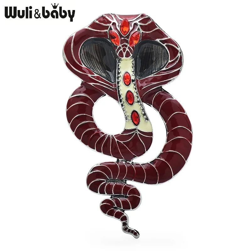 Wuli&baby Big Enamel Cobra Snake Brooches For Women Unisex 5-color Year Of The Snake New Year Brooch Pins Gifts