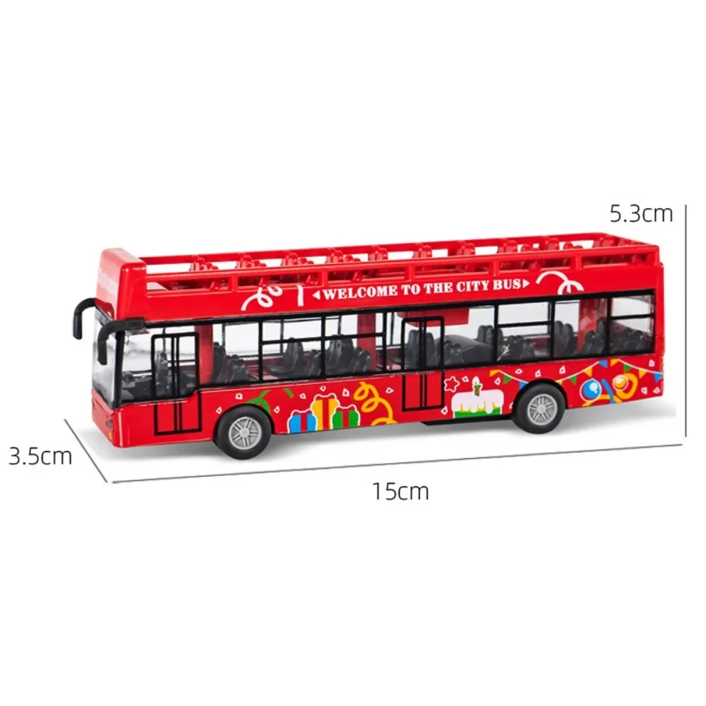 Modèle de bus de simulation en alliage pour enfants, bus arrière côtelé, voiture de ville à inertie, jouet d'éducation précoce, cadeau d'anniversaire pour garçon et fille, 15cm