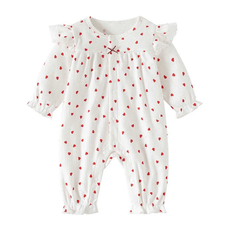 

2025 New Autumn Infant Baby Girls Jumpsuit Long Sleeved Cotton Print Toddler Baby Girls Romper 0-24M Baby Girls Clothing