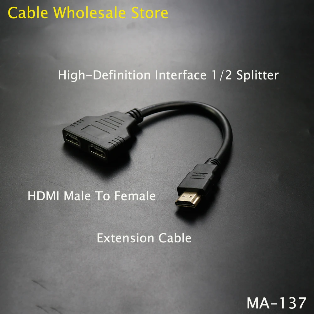 HDMI Splitter Adapter Cable 1 Plug To Dual HDMI 2 Way Female 4K 3D Y Splitter Cable For Laptop TV Monitor 1080P 1 In 2 Out LED