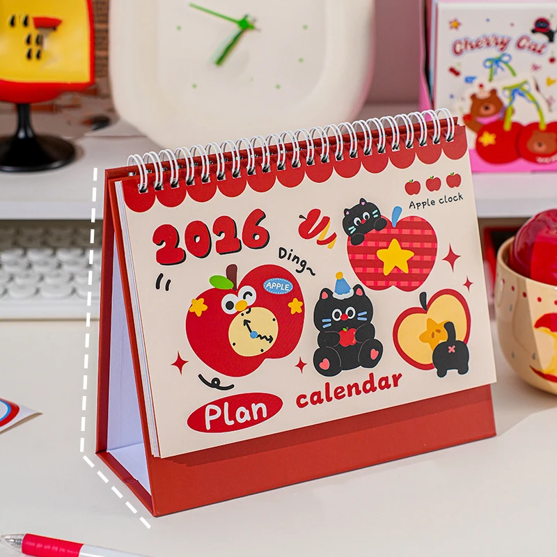 2026 Desk Calendar - Cartoon Design with Double Helix Binding for Home & Office, Fun Time Management Tool