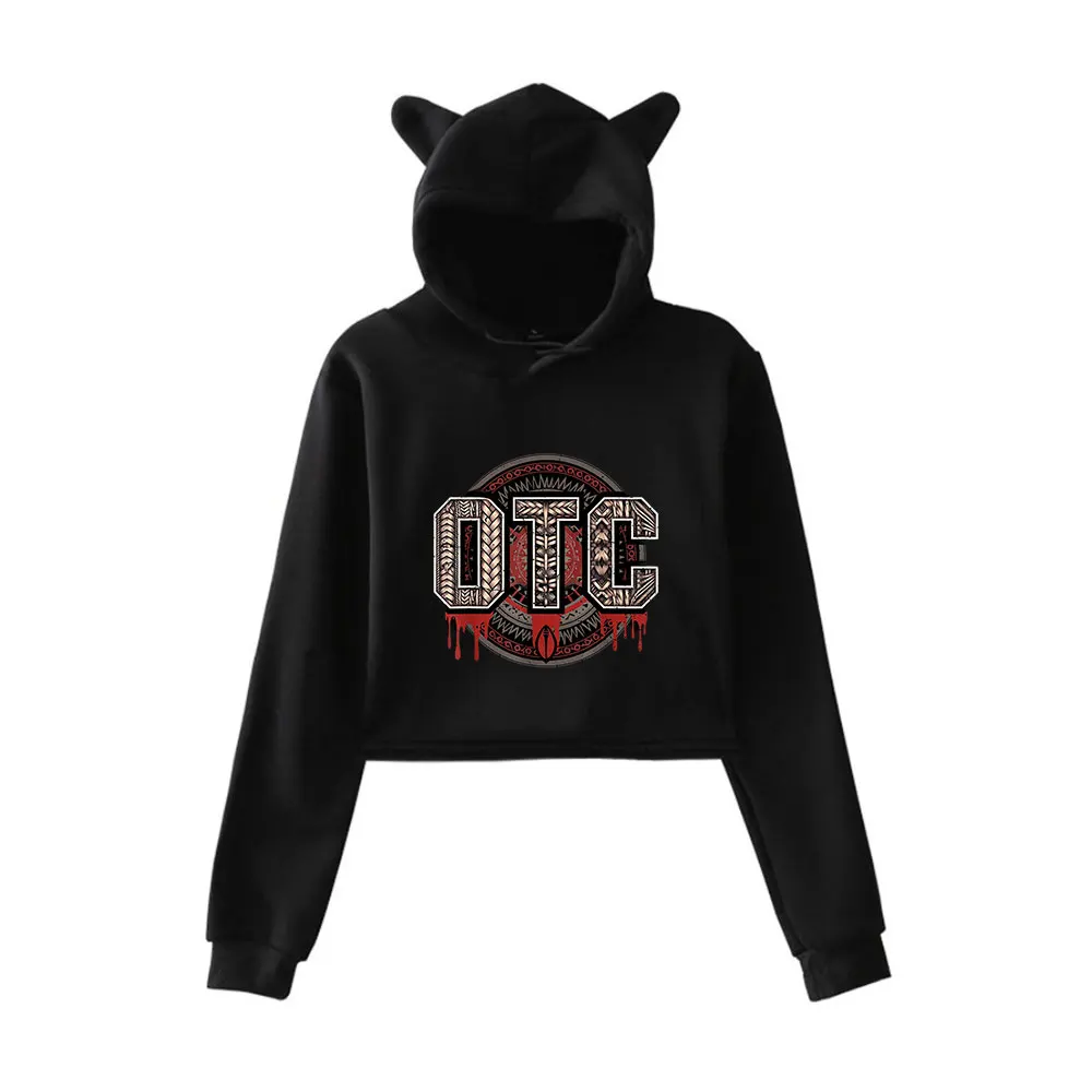 Roman Reigns OTC Vintage 90s Streetwear logo Sudadera con capucha Merch Sudaderas con capucha para niñas Oreja de Gato Crop Moda Jersey deportivo