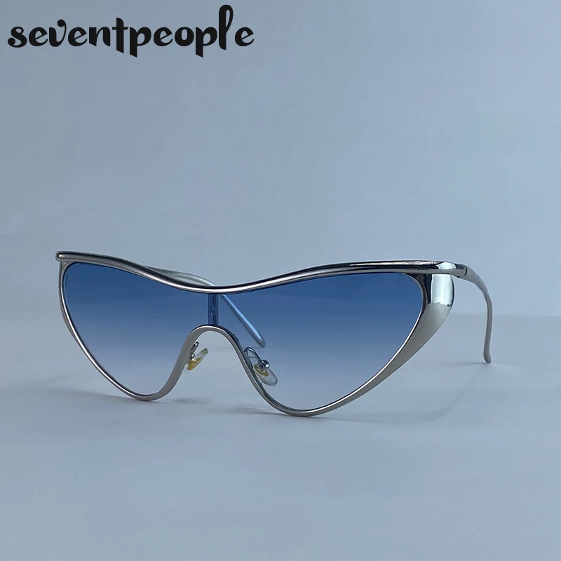 Sexy Cat-Eye Y2K Punk Sonnenbrille für Damen 2026 – Luxuriöse Trendige Steampunk Shield Sonnenbrille mit Vintage-Metallrahmen – Detail 8