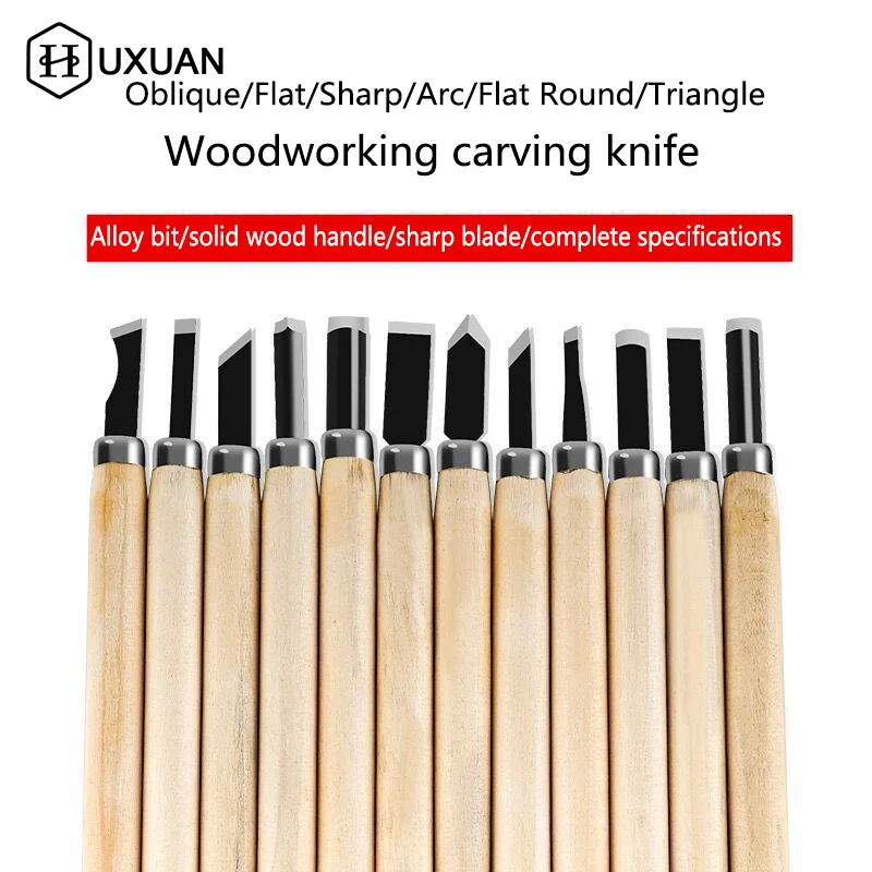 

12pcs Wood Carving Chisels Set For Basic Cutting & Detailed Woodworking DIY Hand Tools Gouges Knife Kit
