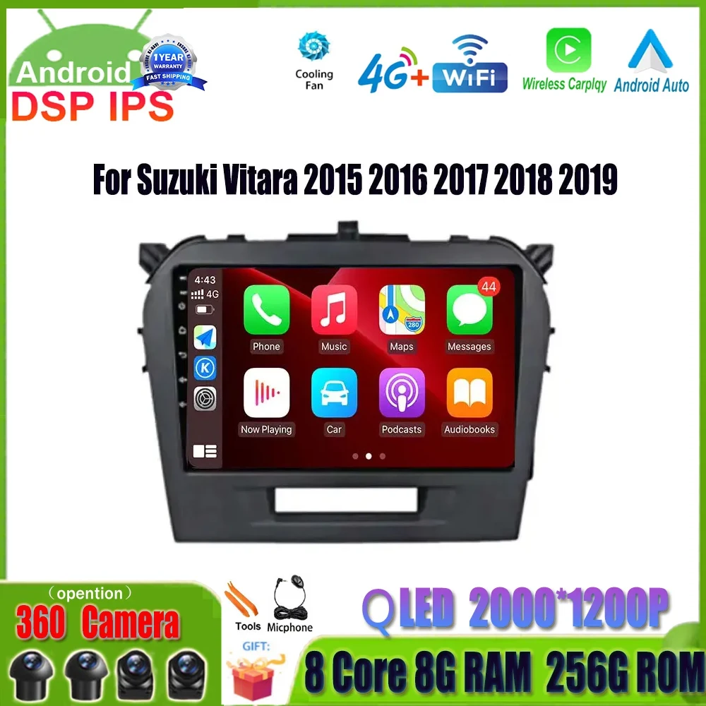 

Автомагнитола для Suzuki Vitara 2015, 2016, 2017, 2018, 2019, Android 14, мультимедийный плеер, GPS-навигация, стерео, BT, Wi-Fi, DSP, камера 360