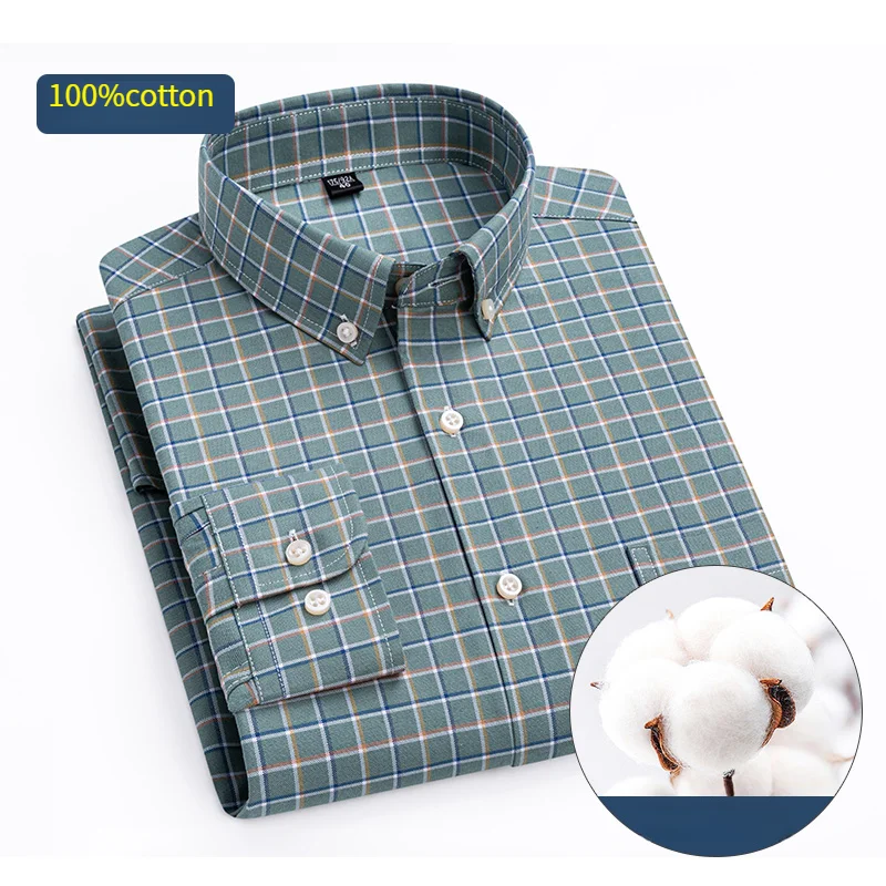 2024 High quality men\'s shirt made of pure cotton Oxford spinning spring autumn long sleeves comfortable  breathable, sweat wick