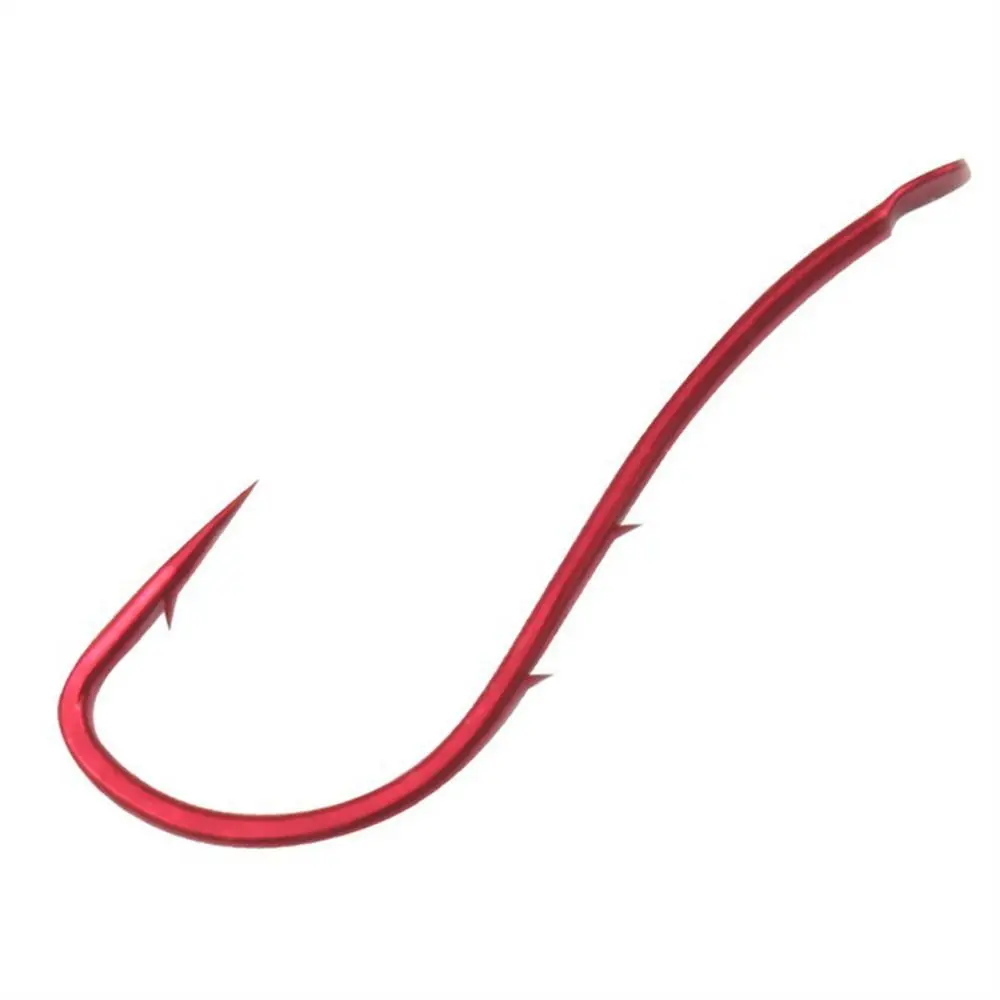 20pcs Double Shank Red Fishing Hooks Barbed High Carbon Steel Bait Holder Hook Narrow Falt Live Bait Hook Carp Fishing