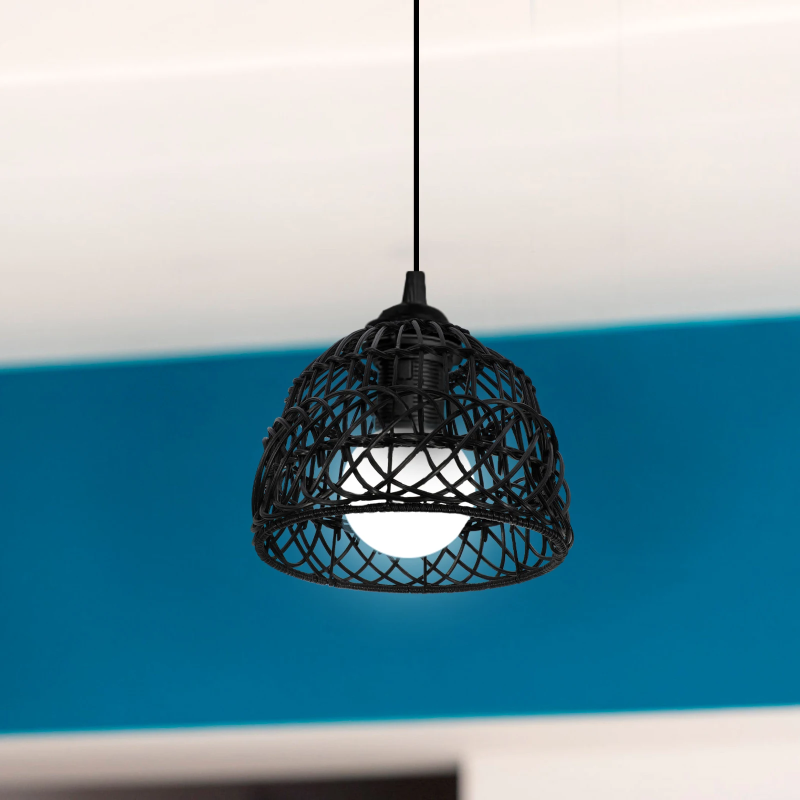 

Woven Lamp Pendant Light Shade Replacement Rustic Pp Iron Lamp Cover For Hotel Bar Restaurant Home Ceiling Hanging Decor Weaving