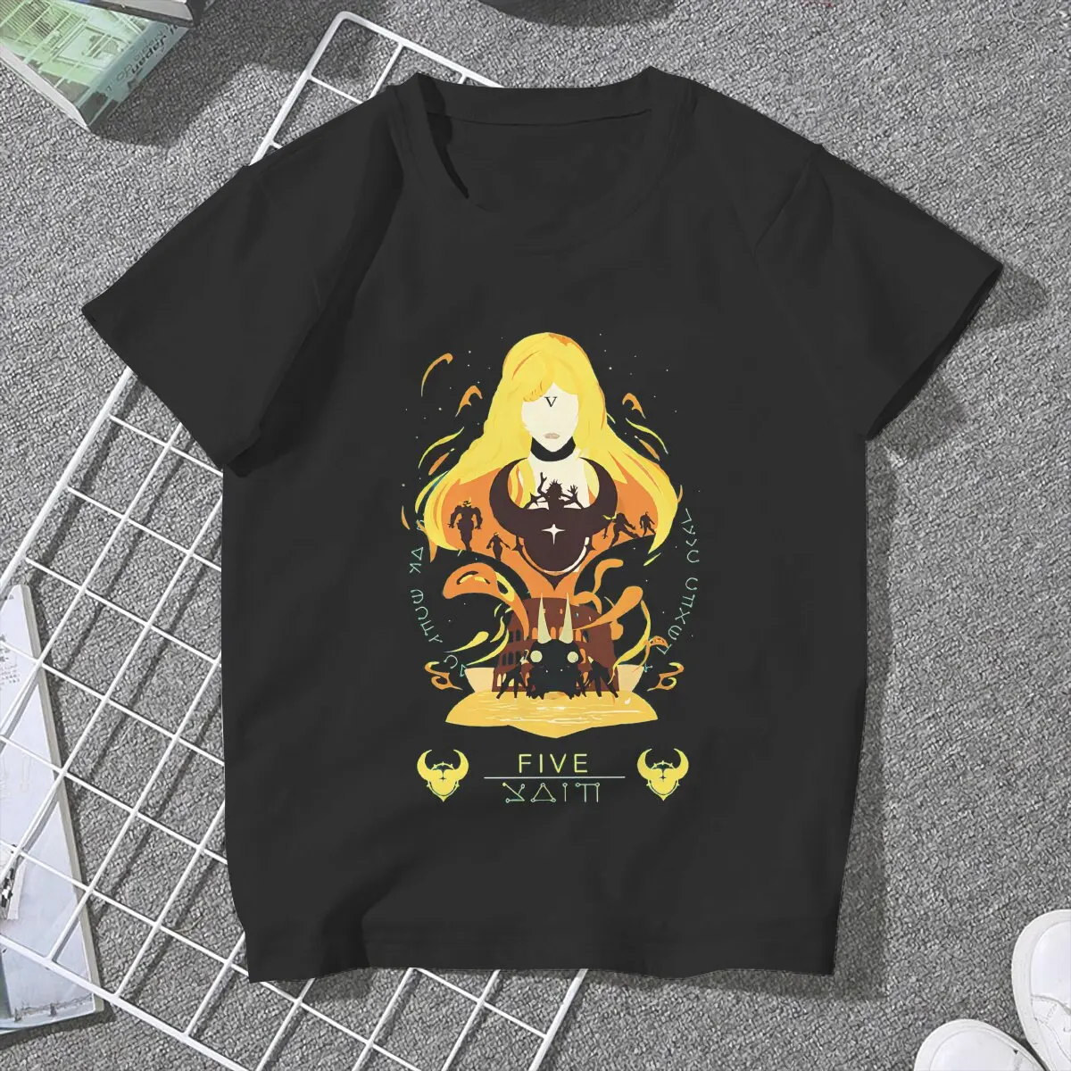 Lady Five Negative Space Women Tshirts Drakengard Drag-on Dragoon ARPG Game Grunge Vintage Female Clothing Loose Graphic Clothes