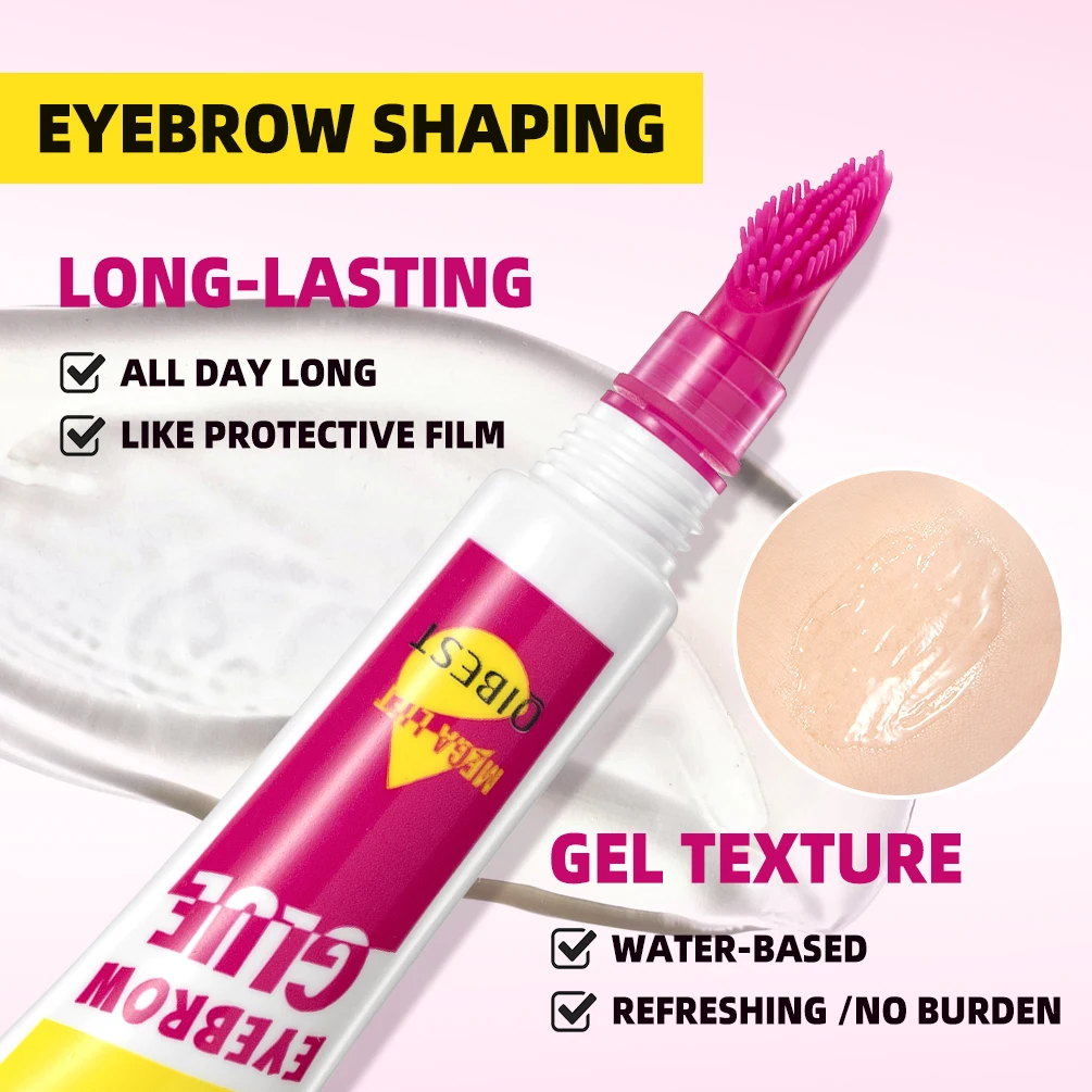QIBEST New Design Comb-shaped Brush Head Transparent Eyebrow Styling Gel Lasting Fixing Clear Eyebrow Styling Cream Cosmetics