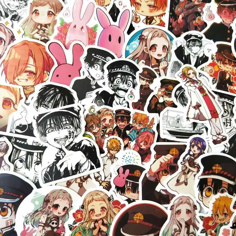 50pcs Toilet Bound Jibaku Shounen Hanako Kun Yugi Amane Nene Kou Cosplay Trunk Surface Waterproof Stickers Decoration Prop