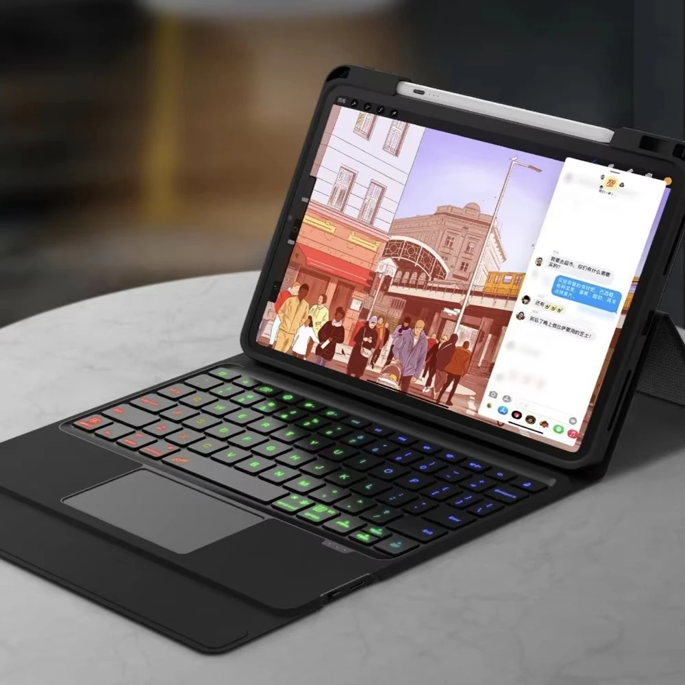 Wholesales Custom Touchpad Backlit Keyboard Case for iPad 9th Generation 10.2/10.5/10.9/11/12.9 Inch Magnetic Keyboard Case\"